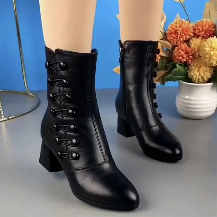 Marcatino™ | Elegante Leren Dameslaarzen Met Ritssluiting Aan De Zijkant