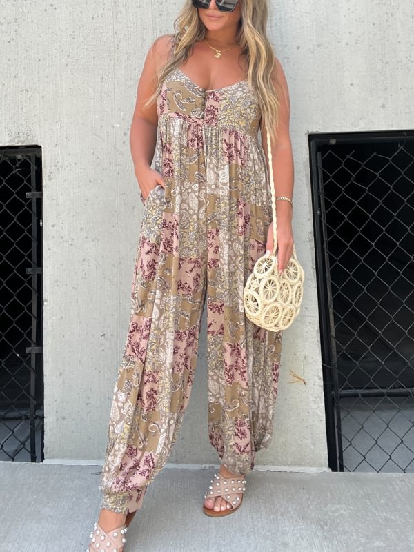Marcatino™ LooseJumpsuit: Jumpsuit met Losse Geprinte Schouderband