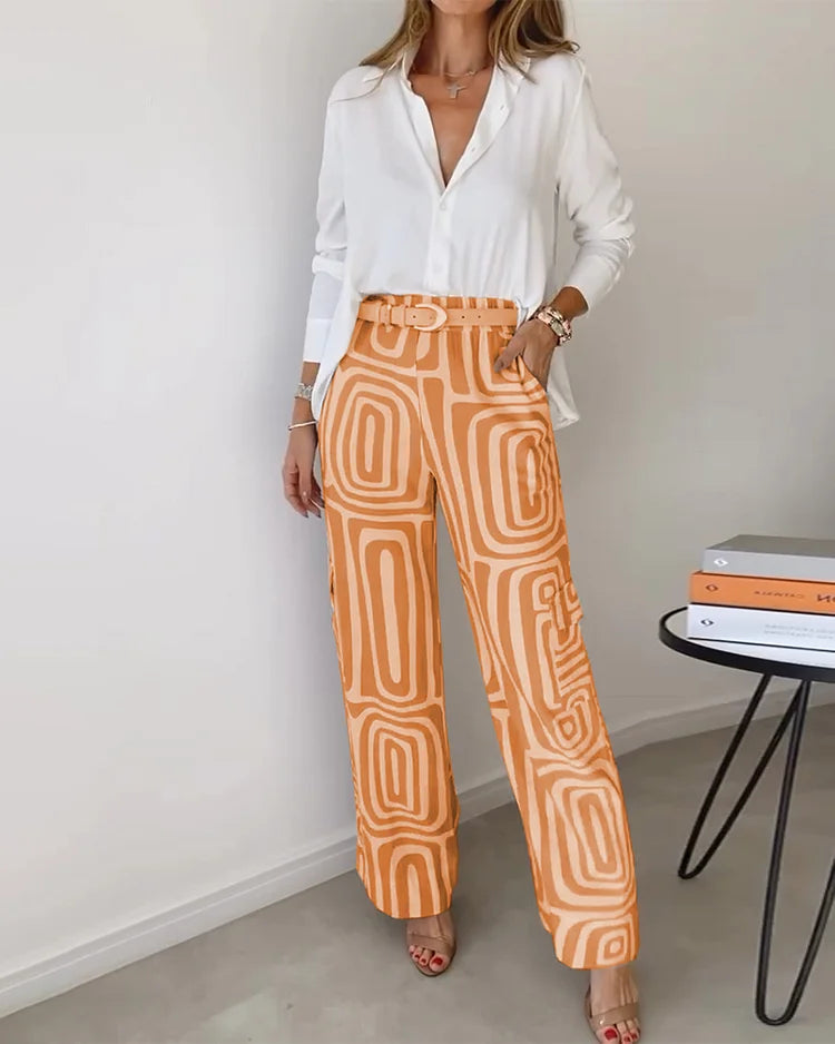Marcatino™ PrintedSet: Mode Vintage Gedrukt Vrijetijdspak