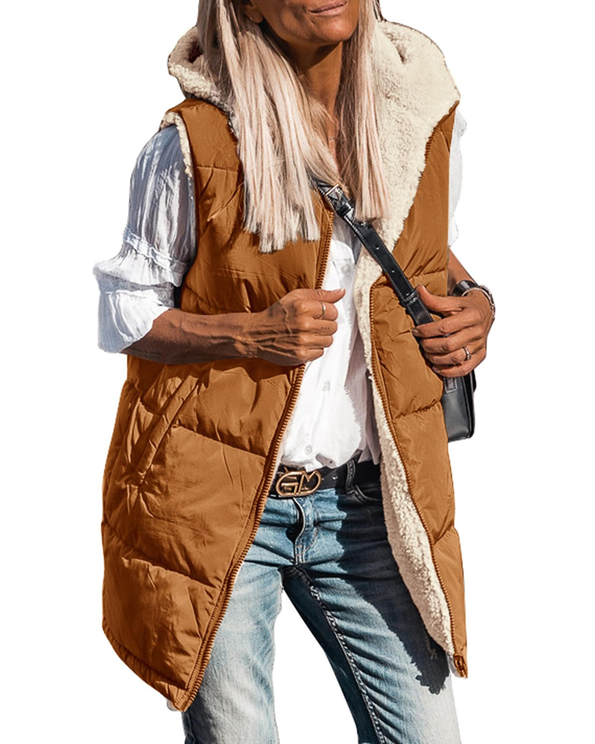 Marcatino™ | Mouwloze Omkeerbare Fleece Capuchon Jas
