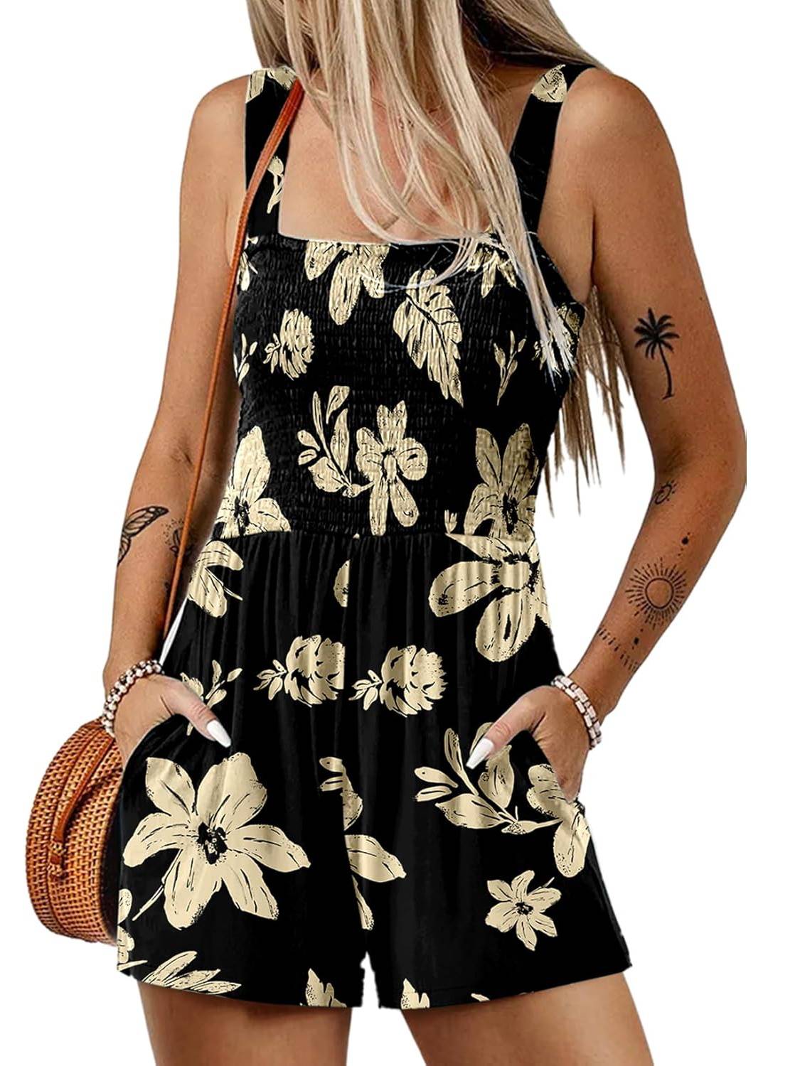 Marcatino™ SummerJumpsuit: Dames Mouwloze Vierkante Hals Zomerromper