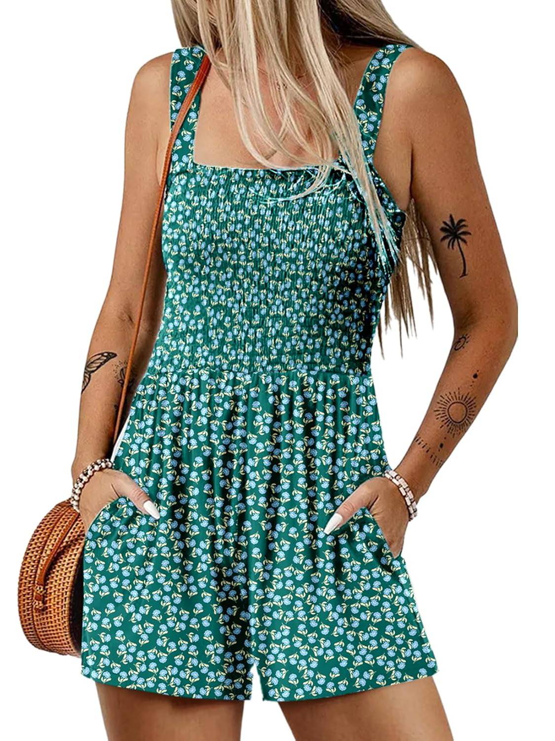 Marcatino™ SummerJumpsuit: Dames Mouwloze Vierkante Hals Zomerromper