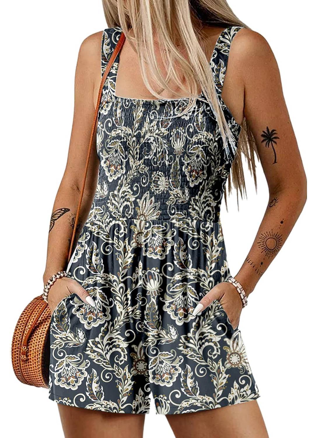 Marcatino™ SummerJumpsuit: Dames Mouwloze Vierkante Hals Zomerromper