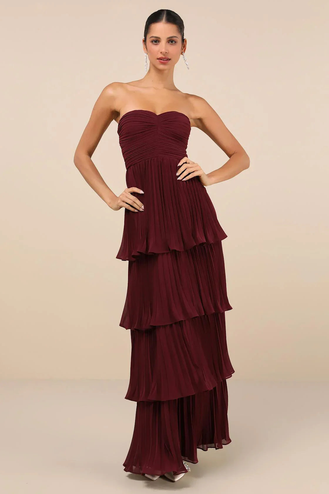 Marcatino™ | Pruimpaarse Strapless Tiered Maxi Jurk