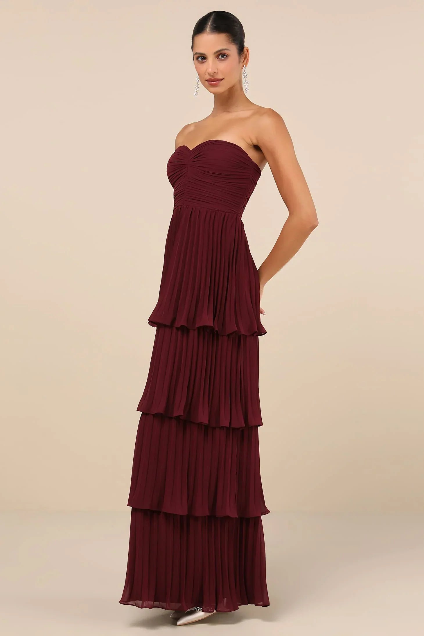 Marcatino™ | Pruimpaarse Strapless Tiered Maxi Jurk