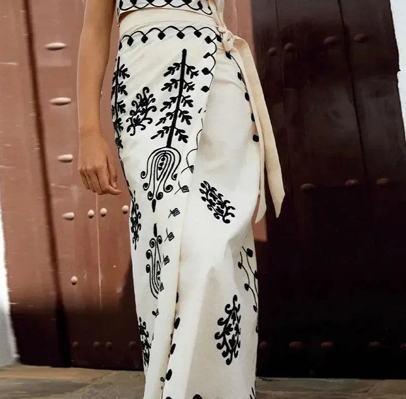 Marcatino™ ElegantSet: Vakantie Elegante Stijl Gewatteerde Top en Lange Rokken Set