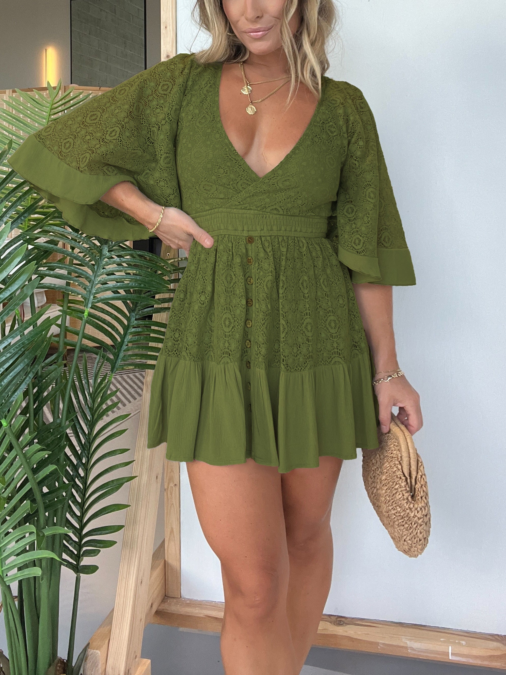 Marcatino™  RomperDress: Elegante V-hals Mini Romper Jurk