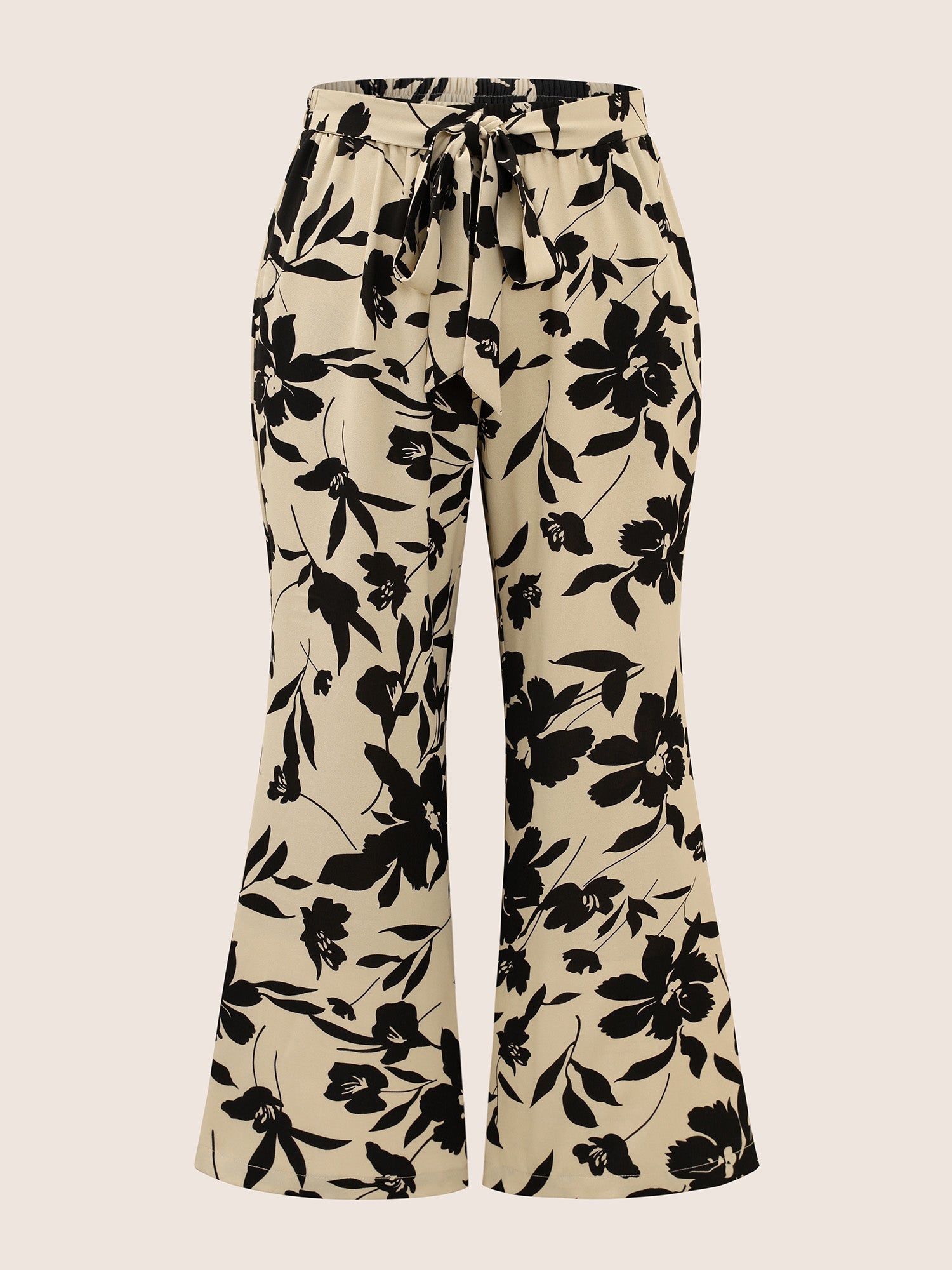Silhouette broek met bloemenprint en stropdassen in zijnaden