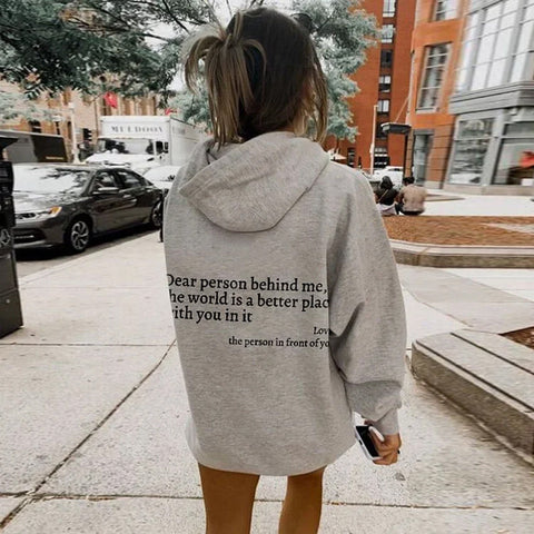 Sweatshirt: Hoodie Met Voor En Achterkant Opdruk Bericht