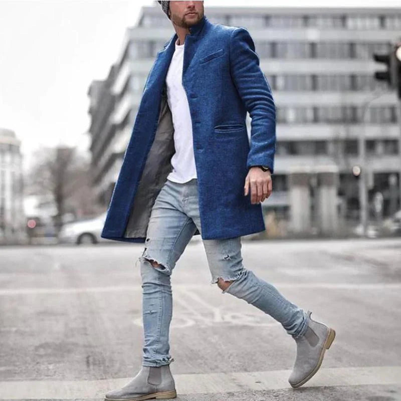 Marcatino™ | Heren Lange Effen Kleur Jas