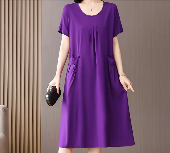Marcatino™ | Casual O-Hals Vintage Elegante Korte Mouw Vrouwen Jurk