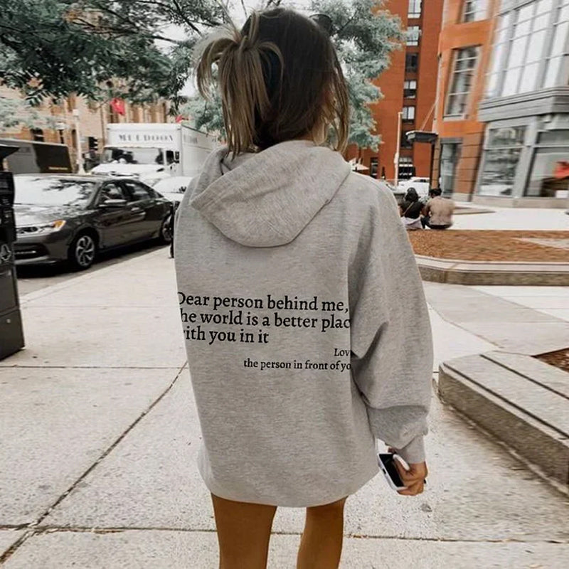 Sweatshirt: Hoodie Met Voor En Achterkant Opdruk Bericht