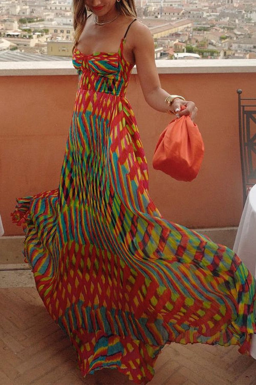 Marcatino™ | Contrasterende Print Swing Maxi Jurk