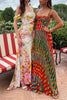 Marcatino™ | Contrasterende Print Swing Maxi Jurk