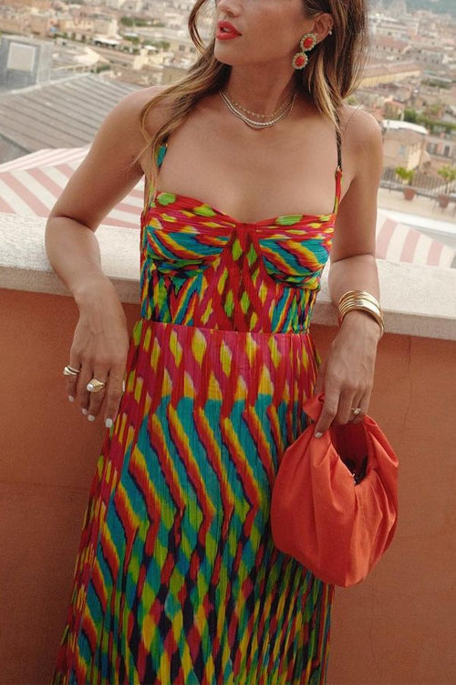 Marcatino™ | Contrasterende Print Swing Maxi Jurk