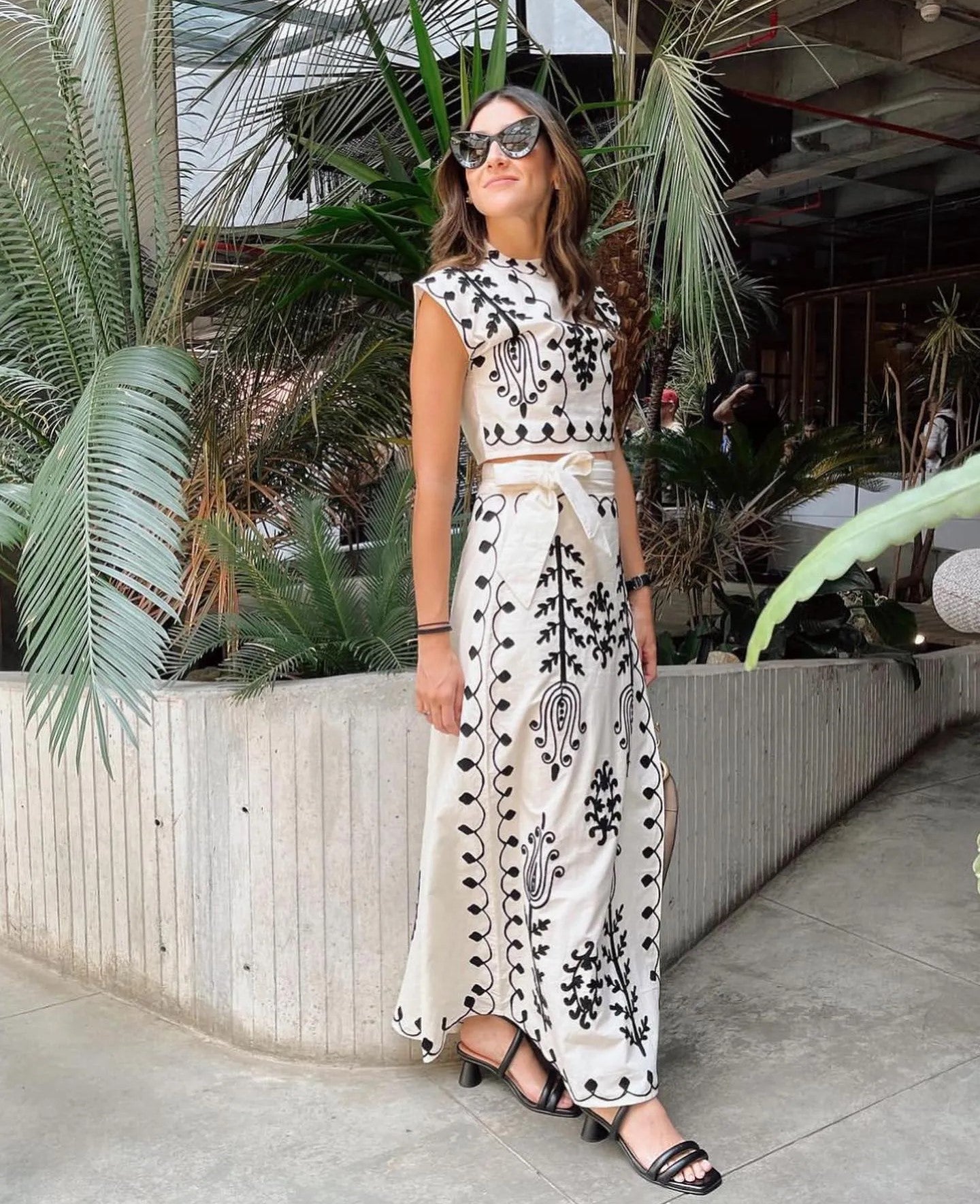 Marcatino™ ElegantSet: Vakantie Elegante Stijl Gewatteerde Top en Lange Rokken Set