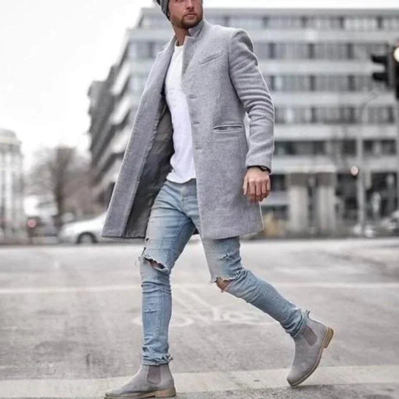 Marcatino™ | Heren Lange Effen Kleur Jas