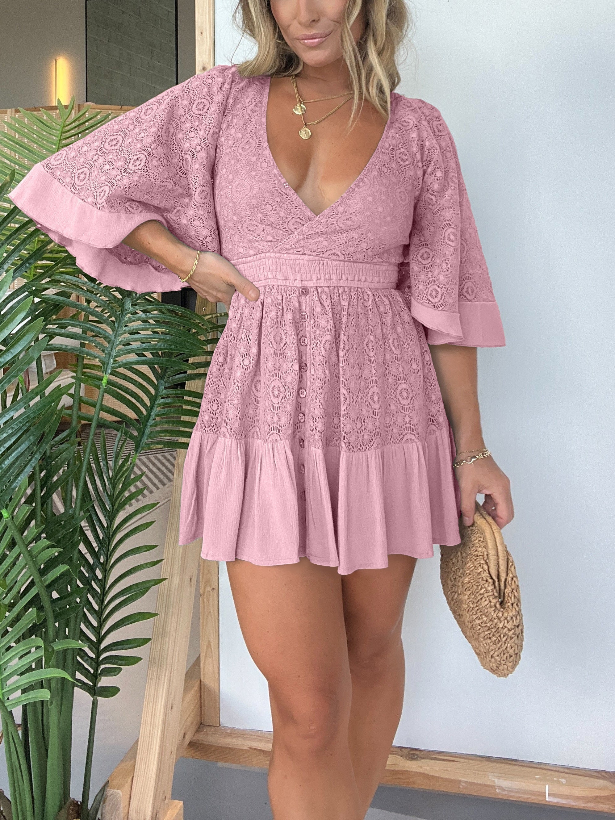 Marcatino™  RomperDress: Elegante V-hals Mini Romper Jurk