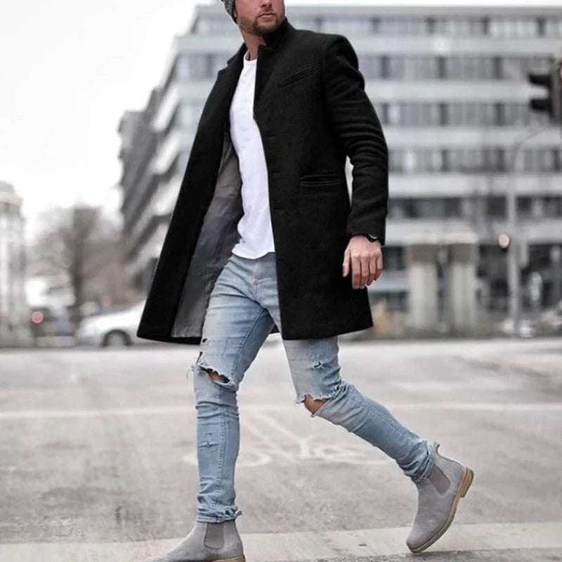 Marcatino™ | Heren Lange Effen Kleur Jas