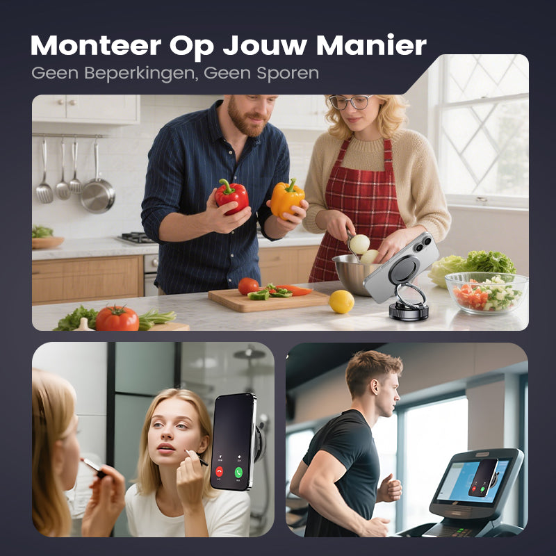 PhoneHolder: 360° Verstelbare Magnetische Telefoonhouder Met Zuignap