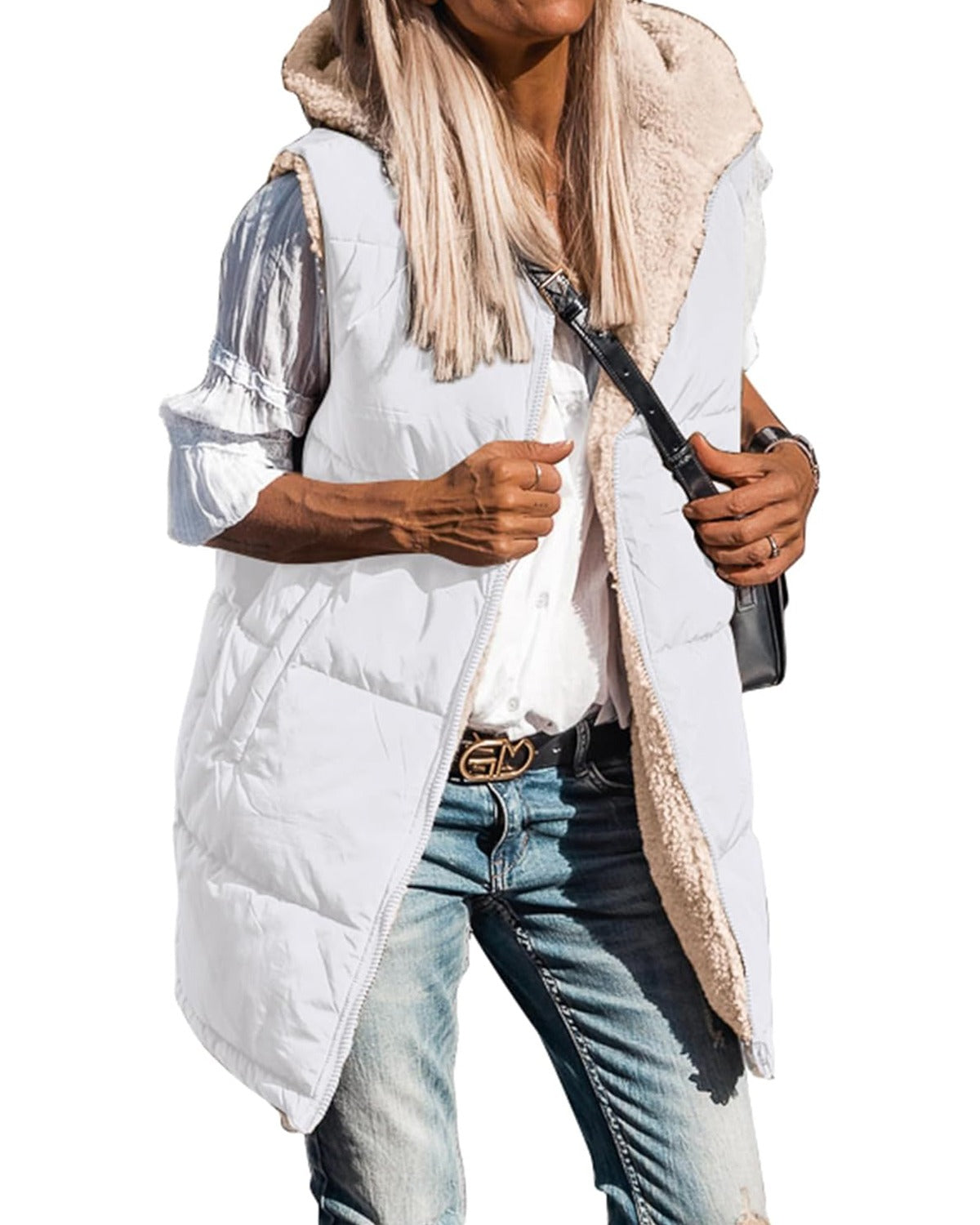 Marcatino™ | Mouwloze Omkeerbare Fleece Capuchon Jas