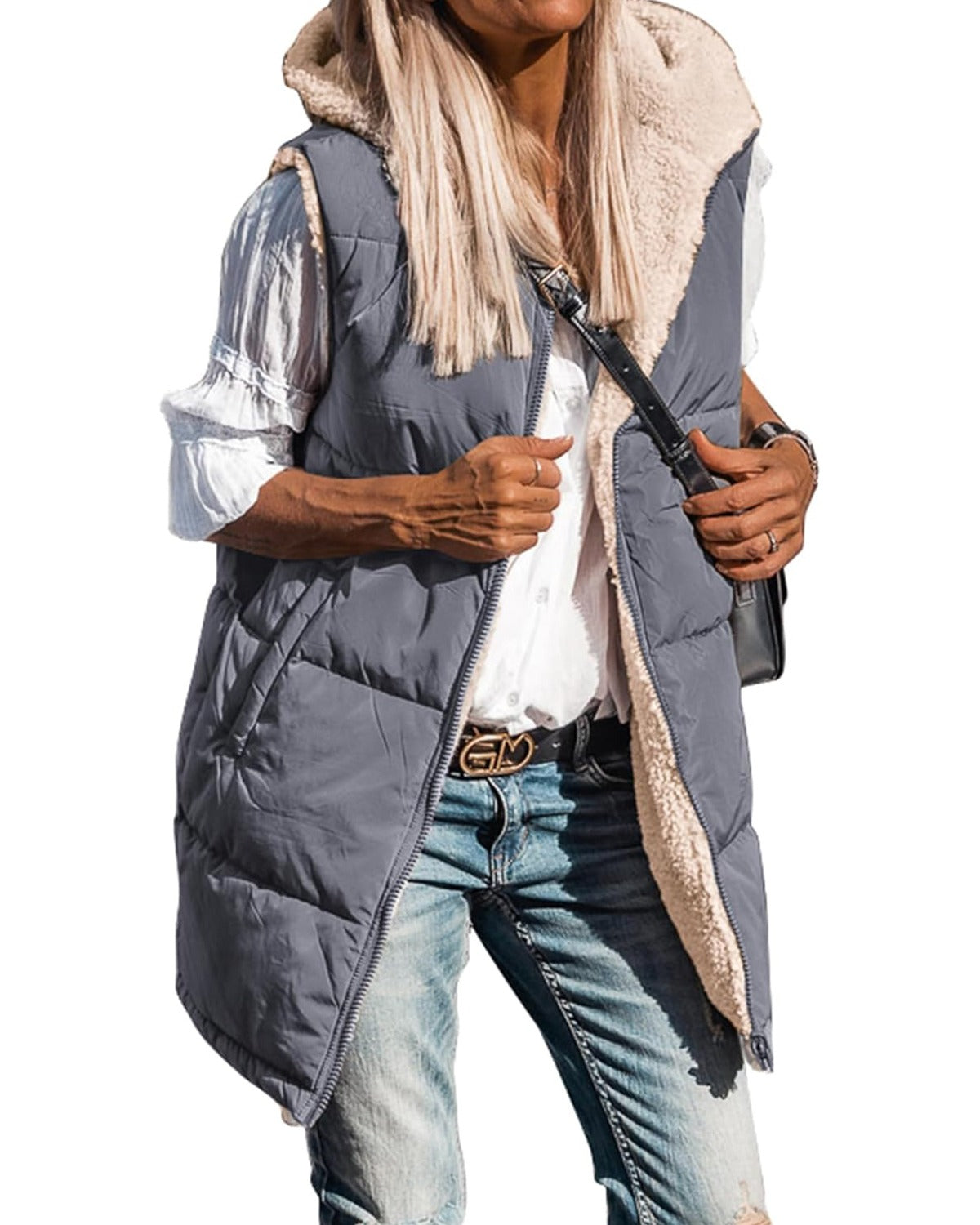 Marcatino™ | Mouwloze Omkeerbare Fleece Capuchon Jas