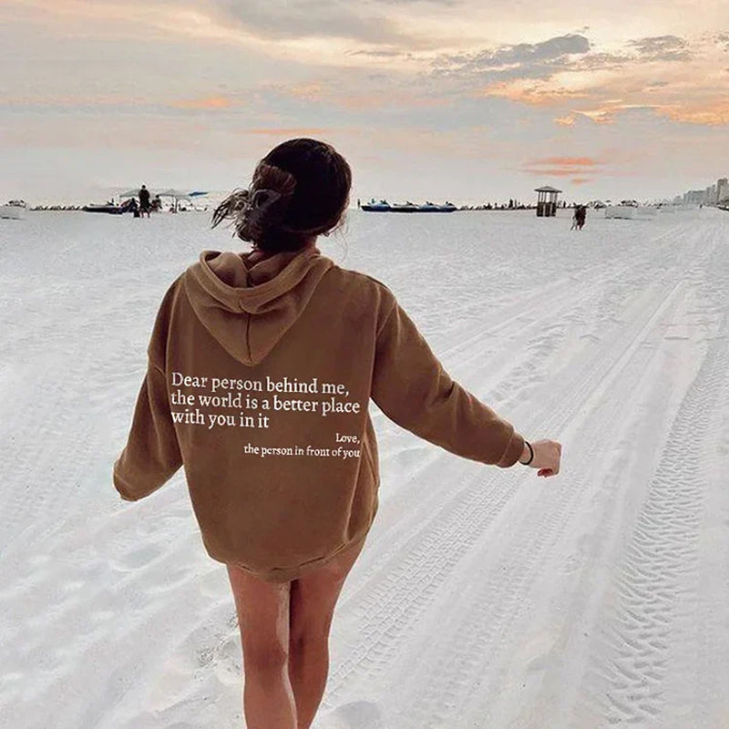 Sweatshirt: Hoodie Met Voor En Achterkant Opdruk Bericht