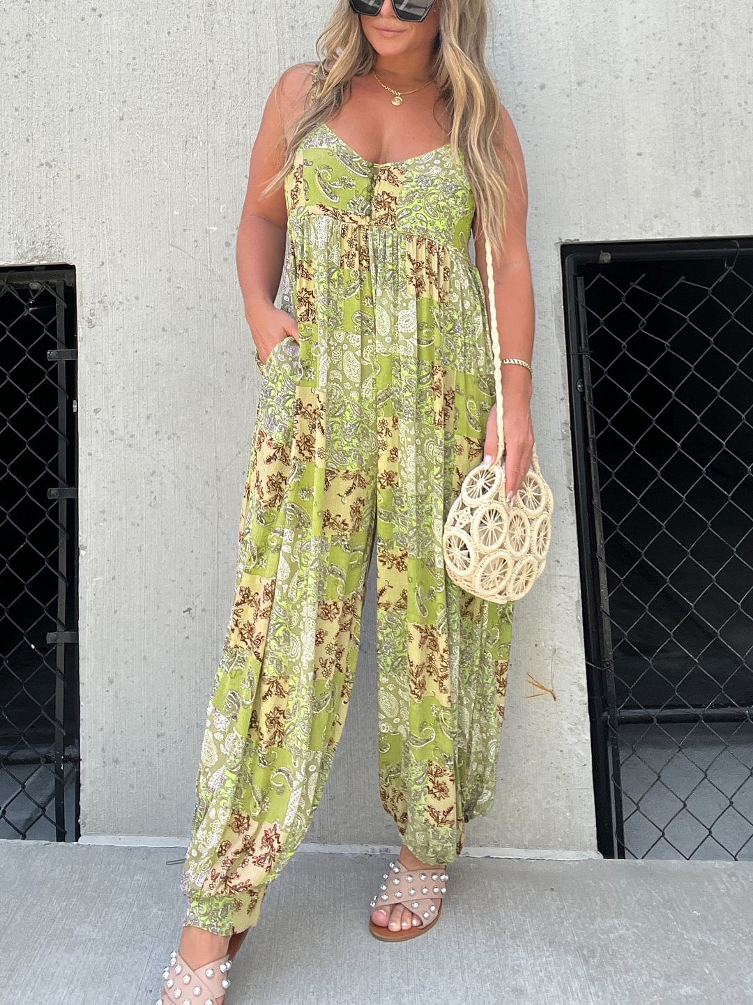Marcatino™ LooseJumpsuit: Jumpsuit met Losse Geprinte Schouderband