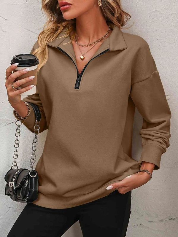 Marcatino™ | Loshangende Schouders met Rits Sweatshirt