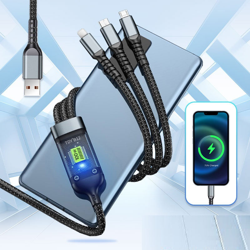 ChargingCables 2+1 GRATIS: 100W Universele 3-In-1 Snellaadkabel