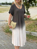 Marcatino™ LooseDress: Kleurverloop Ronde Hals Korte Mouw Jurk