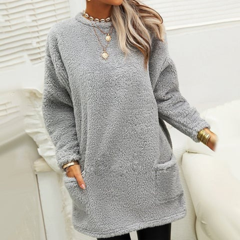 Marcatino™ | Grote Crew Neck Warme Lange Mouw T-shirt Jurk