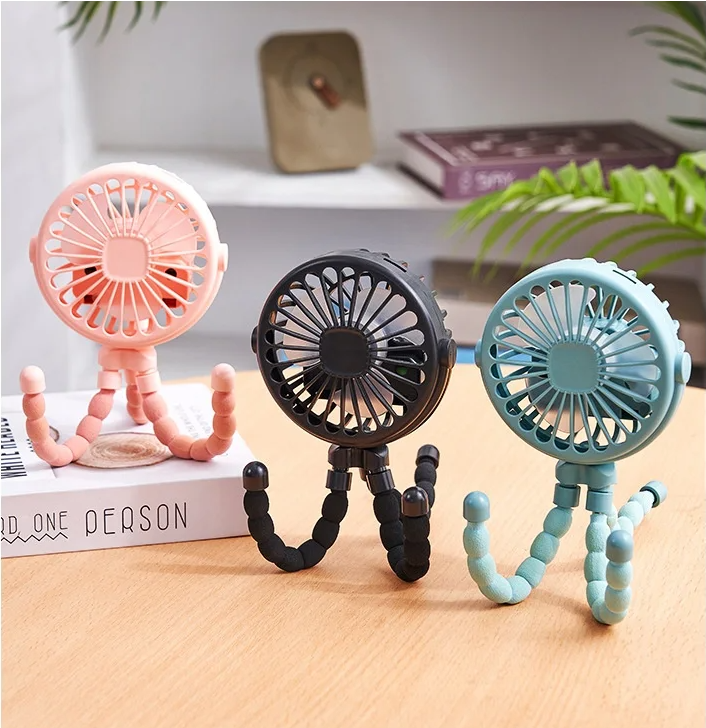 OctoposFan 2+1 GRATIS: Draagbare Usb Oplaadbare Ventilator Met Statief Clip
