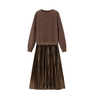 ClassyDress: Lange Mouwen Top Met Elegante Geplooide Onderkant Jurk