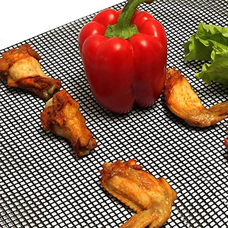 GrillMesh 1+1 GRATIS: Herbruikbaar Hittebestendig Antiaanbak BBQ Grillgaas (6 Stuks)