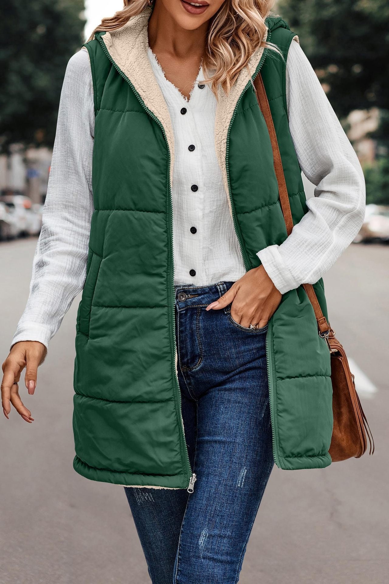 Marcatino™ | Mouwloze Omkeerbare Fleece Capuchon Jas