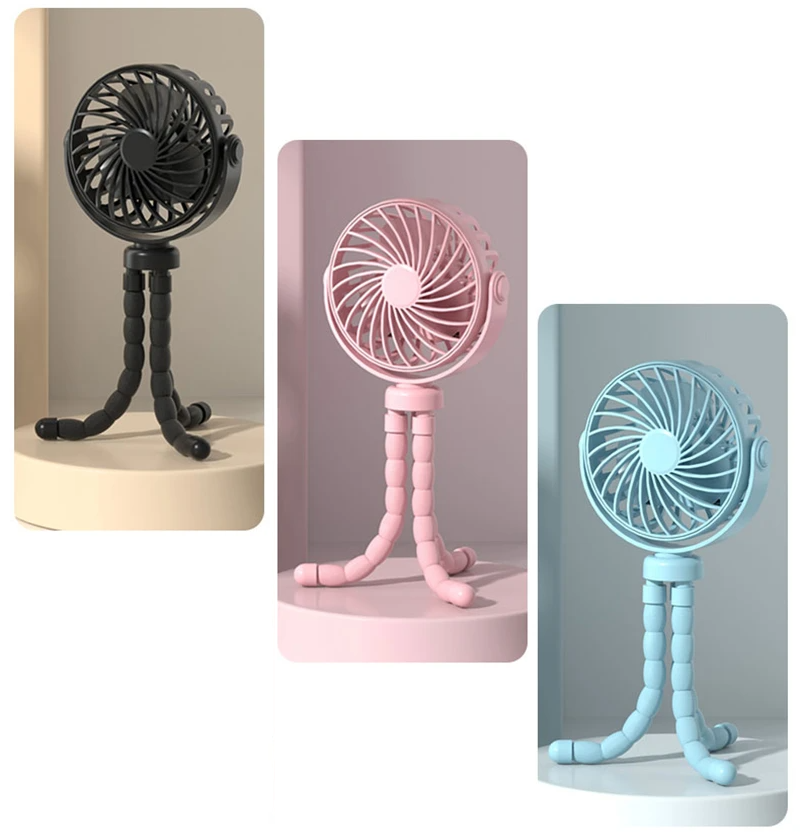 OctoposFan 2+1 GRATIS: Draagbare Usb Oplaadbare Ventilator Met Statief Clip