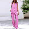 StylishSet: Chique Mouwloze Blazer En Broek Stijlvol Set