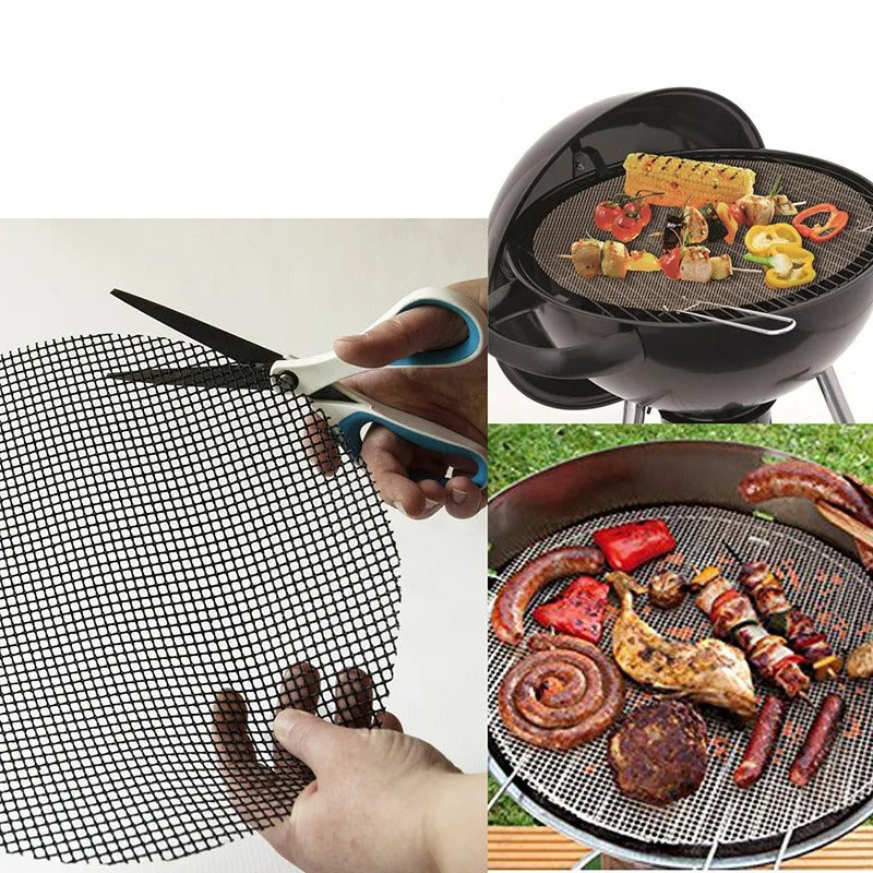 GrillMesh 1+1 GRATIS: Herbruikbaar Hittebestendig Antiaanbak BBQ Grillgaas (6 Stuks)
