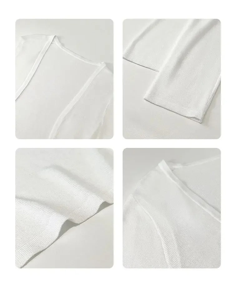 Marcatino™ | Dun Ijs Zijde Sjaal Gebreid Vest voor Vrouwen