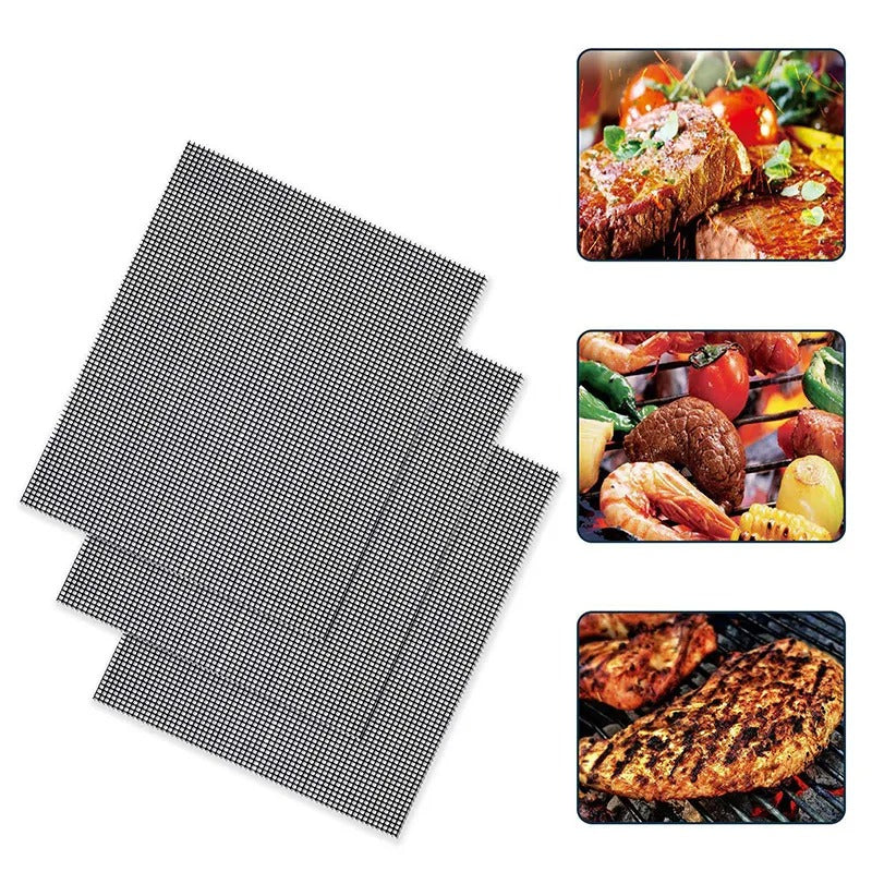 GrillMesh 1+1 GRATIS: Herbruikbaar Hittebestendig Antiaanbak BBQ Grillgaas (6 Stuks)