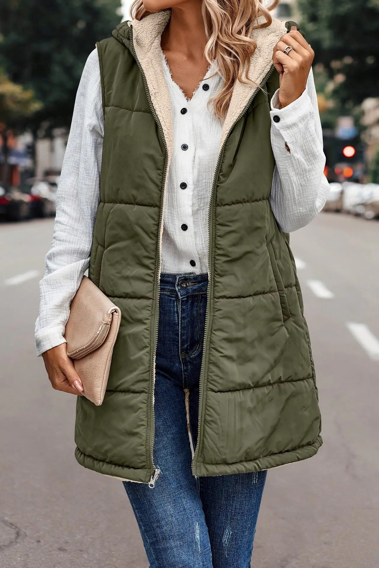 Marcatino™ | Mouwloze Omkeerbare Fleece Capuchon Jas