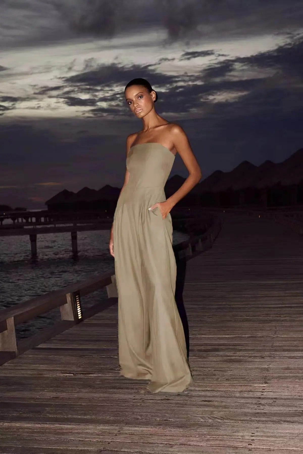 Marcatino™ Jumpsuit: Vrouwen Slanke Taille Strapless Jumpsuit