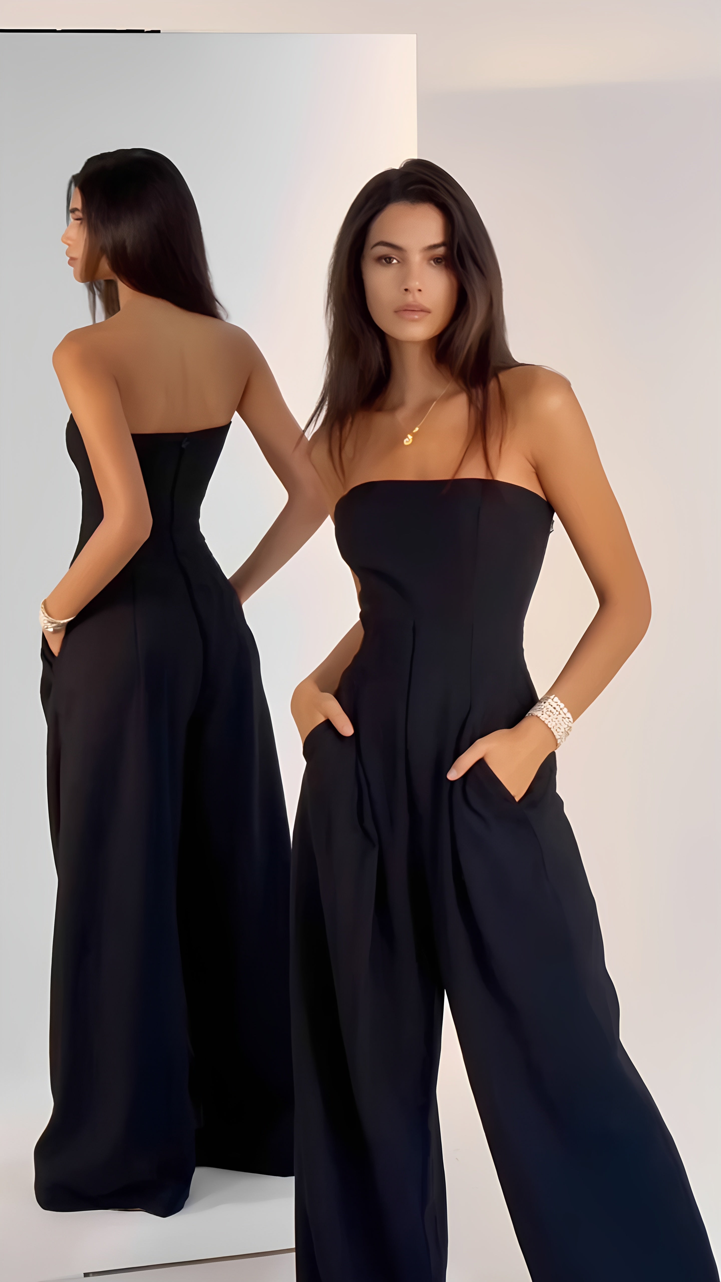 Marcatino™ Jumpsuit: Vrouwen Slanke Taille Strapless Jumpsuit