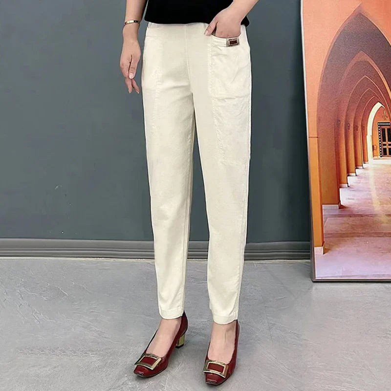 Marcatino™ CottonPants: Casual Katoenen Elastische Damesbroek