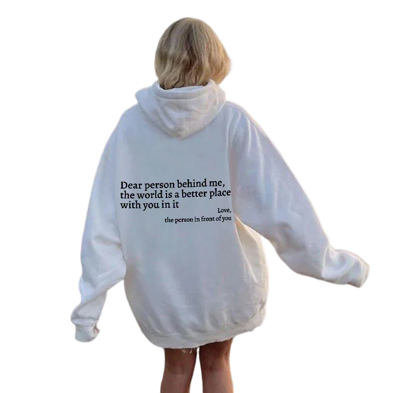 Sweatshirt: Hoodie Met Voor En Achterkant Opdruk Bericht