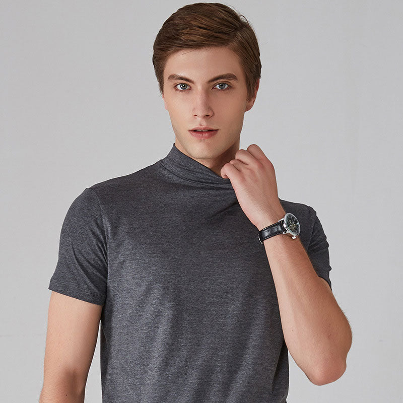 Marcatino™ SlimShirt 1+1 GRATIS: Heren Hoge Hals Slim-Fit Casual T-Shirt