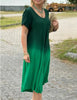Marcatino™ LooseDress: Kleurverloop Ronde Hals Korte Mouw Jurk