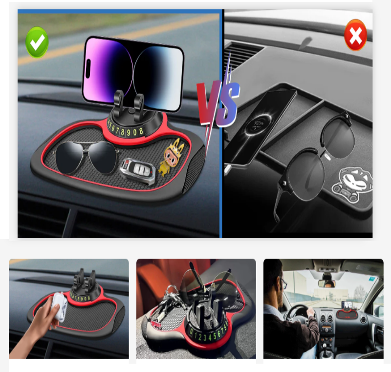 DashboardMat 1+1 GRATIS: 3 in 1 Auto Dashboard Anti-slip Telefoonstootkussen