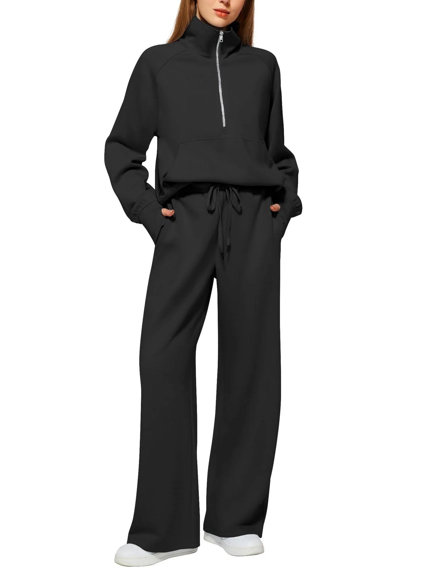 Marcatino™ | Dames Effen Katoenen Tweedelige Rits Set
